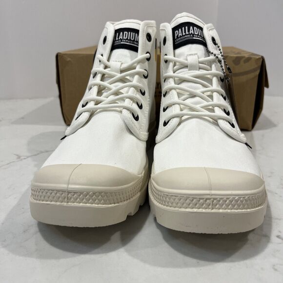 Palladium Pampa HI Htg Supply Star‎ White Combat Boots M 8 , W 9.5 Canvas NEW